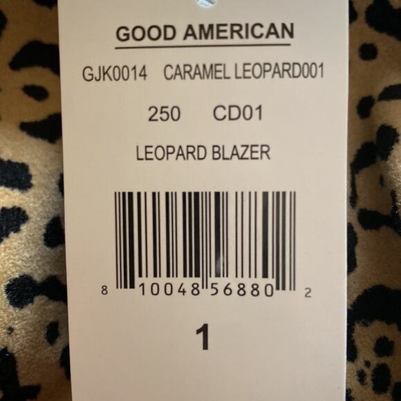 Good American Fit & Flatter Leopard Print Velveteen Blazer in Caramel Leopard, S - Picture 14 of 15